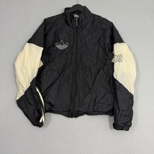 Vintage 1990s Adidas Full-Zip Nylon Track/Windbreaker Jacket, Cream & Navy with Red Trim