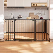 Extra Wide Metal Baby Safety Gate with Walk-Through Door, Black — listing 5