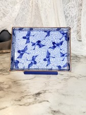 Japanese Blue & White Transferware Porcelain Charger with Figural Garden Scene — listing 5