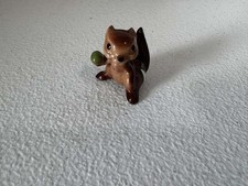 Hand-Painted Ceramic Squirrel Figurine with Blue Floral Motif and Gilt Acorn, listing 3