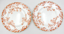 Vintage Gold Floral Transferware Dinnerware Set - Multiple Plates, Bowls, Rimmed Soup Bowls, Platter and Gravy Boat