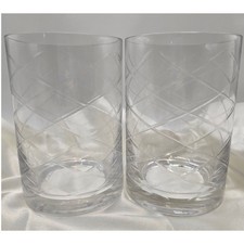 Vintage Cut Lead Crystal Cylinder Vase with Fan, Diamond and Vertical Panel Cutting