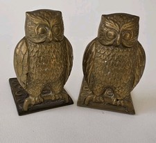 Vintage Solid Brass Owl Bookends, Pair, Handcrafted in Korea — listing 2