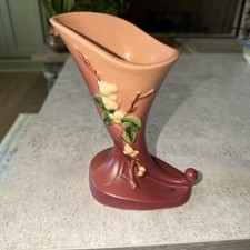 Roseville Pottery Snowberry Cornucopia Vase in Blue