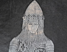Framed Medieval Knight Brass Rubbing on Dark Paper — listing 5