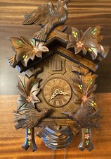 Black Forest Carved Wood Cuckoo Clock with Bird Finial and Maple Leaves — listing 6