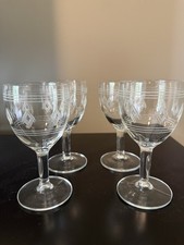 Vintage Wheel-Cut Floral Etched Champagne Coupe / Sherbet Glass