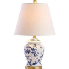 Vintage Chinoiserie Ceramic Table Lamp with Raised Enamel Prunus Blossom & Tassel Decoration — listing 6