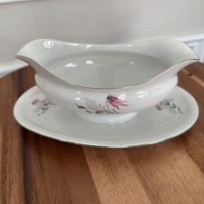 Royal Duchess Bavaria 'Mountain Bell' Porcelain Plate with Pink Bell Flowers and Platinum Trim — listing 4