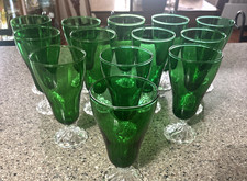 Anchor Hocking Forest Green Boopie Berwick Footed Goblets, Set of 3 — listing 4