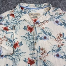 Tommy Bahama Silk Camp Shirt with Tropical Palm and Hibiscus Print — listing 5
