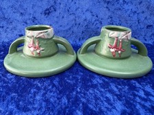 Roseville Pottery Sunflower Candlestick with Handled Base — listing 4