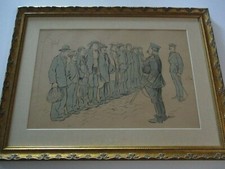 Antique Pen & Ink Watercolour Illustration 'The Village Band' - Comic Marching Musicians — listing 5