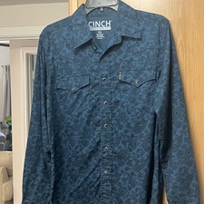 Cinch Modern Fit Men's Long Sleeve Button-Up Shirt, Geometric Diamond Print, Size M