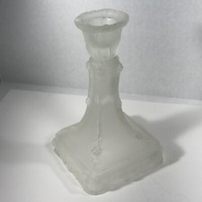 Frosted & Clear Crystal Candlestick Holder with Molded Rose Pattern — listing 5