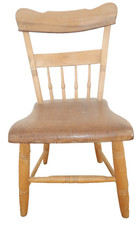 Antique 19th Century Country Plank-Seat Side Chair with Turned Spindle Back — listing 4