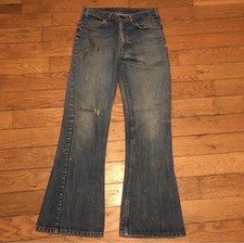 Vintage 1970s Levi's Bell Bottom Flare Jeans, Light Wash, Distressed Hem — listing 3