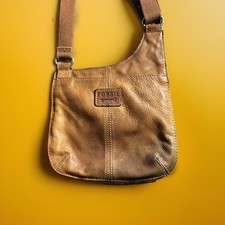 Brown Distressed Leather Crossbody Shoulder Bag — listing 3