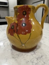 Ambiance Collection 'Fleur Rouge' 80 oz Ceramic Pitcher, Yellow with Red Poppies — listing 6