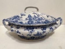 Vintage Blue & White Floral Covered Casserole Dish with Lid Yes - it says a brand name/country — listing 2