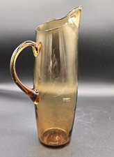 Vintage Clear Glass Ball-Body Water Pitcher with Ice Lip and Applied Handle — listing 6