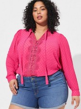 Torrid Dusty Blue V-Neck Ruffle-Sleeve Blouse, Plus Size 2 (3X) — listing 5