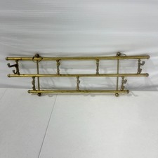 Vintage Brass Standing Coat Rack / Hall Tree with Curved Hooks and Tripod Base — listing 5