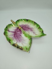 Hand-Painted Porcelain Leaf-Form Dish with Gilt Veining and Applied Berry — listing 5