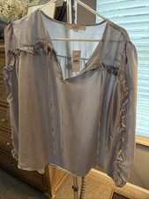 Lot of 3 Women's Blouses/Tops - Sequin Vest, Embroidered Silky Blouse, Burgundy Lace Top — listing 4