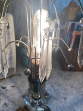 Vintage Hollywood Regency Glass Prism Waterfall Table Lamp with Hobnail Base — listing 2