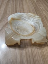 stone ashtray Onyx / Alabaster Carved Ashtray with Corner Rests — listing 3