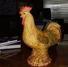 Vintage Ceramic Rooster Figurine, Black White and Red Hand-Painted — listing 6