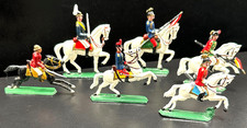 Lot of 11 Antique Flat Lead Toy Soldiers, WWI Marching & Fighting Infantry, Grey Uniforms with Red & White Flag — listing 5