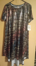 LuLaRoe Carly Dress - Brown/Black Aztec Geometric Print, Size M — listing 3