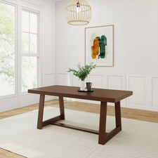 Vintage Solid Pine Trestle Dining Table with Matching Bench (Colonial/Early American Style) — listing 4