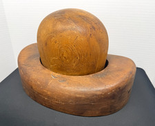 Antique Wooden Hat Block Crown Mold, Oval Dome Form 20 x 18 cm — listing 4
