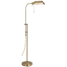 Vintage Brass Floor Lamp with Integrated Pie-Crust Tray Table and Bell Shade — listing 4