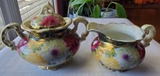 Nippon Hand Painted Porcelain Creamer with Floral Band and Gilt Trim — listing 4
