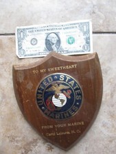WWII Era USMC Trench Art Aluminum Sweetheart Cuff Bracelet with Hand-Engraved Shield — listing 5