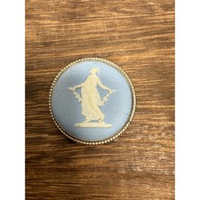 Wedgwood Blue Jasperware Miniature Pin Dishes with Classical Muses, Pair — listing 2
