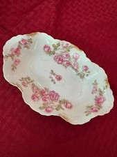 Limoges France Porcelain Rose Floral Mint / Cracker Tray with Gold Trim — listing 2