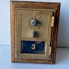 Handcrafted Wooden Coin Bank with Antique Post Office Box Door (Combination Dial Door) — listing 2