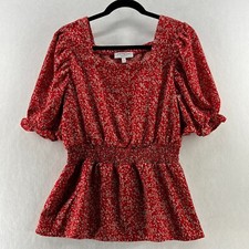 Hayden Los Angeles Mustard & Cream Floral Smocked Ruffle Shoulder Blouse — listing 6