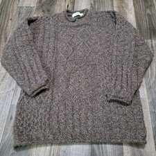 Blarney Woollen Mills Cream Aran Cable-Knit Fisherman Sweater, Size 2XL — listing 2