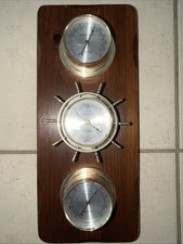 Vintage Springfield Nautical Weather Station - Thermometer, Barometer & Humidity on Wood Plaque — listing 5