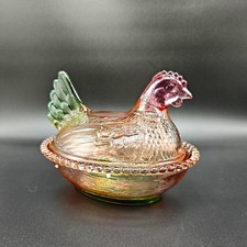 Vintage Frosted Glass Hen on Nest Covered Candy Dish, 7in — listing 2