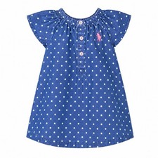 U.S. Polo Assn. Baby Girls Sleeveless Chambray Dress with Coral Bow, Size 3/6M — listing 4