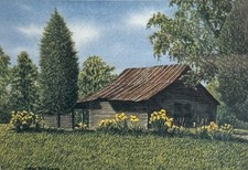 Framed Watercolor Print of Rustic Barn in Rustic Wood Frame, listing 4