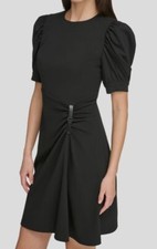 DKNY White Ruched Puff Sleeve Sheath Dress — listing 5