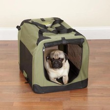 Soft-Sided Collapsible Pet Crate with Mesh Windows and Fleece Pad, Gray/Black, listing 5